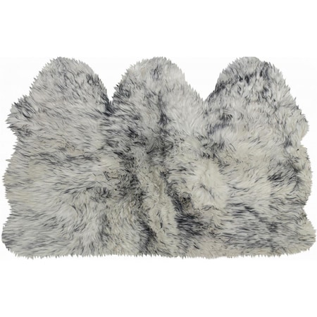 Homeroots 3 x 5 ft. Natural Sheepskin Area Rug, Gray Ombre 388530